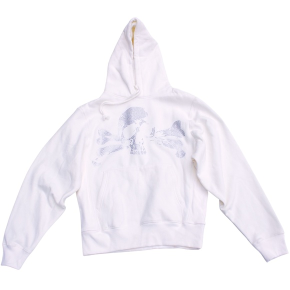 NWOT RHINESTONE SKULL DESIGN CUSTOM WHITE HOODIE - Picture 3 of 4